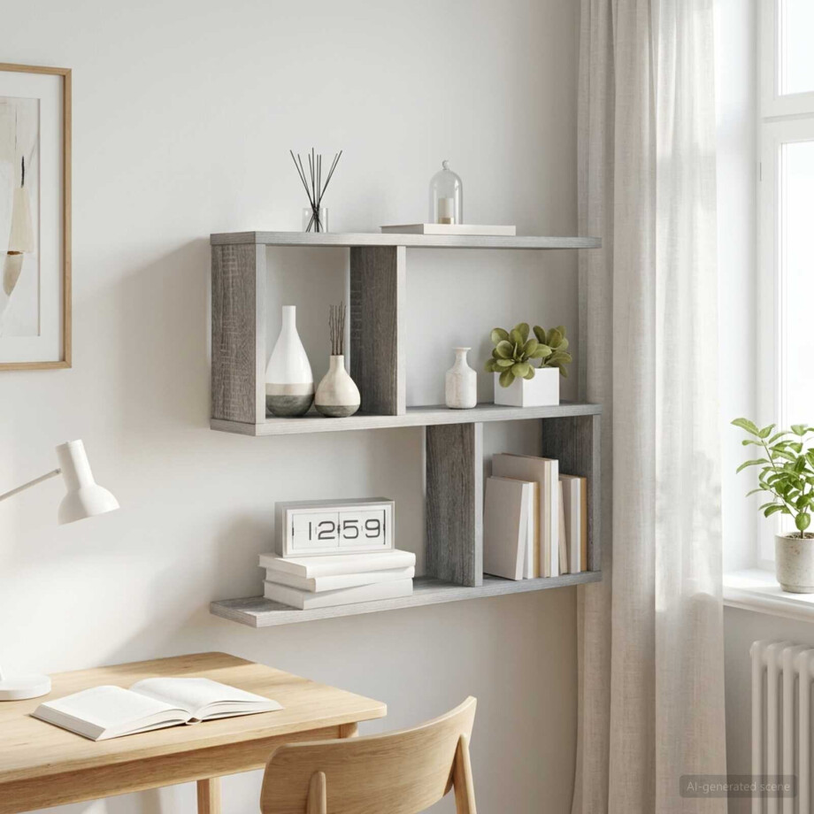 vidaXL Wandplank Grijs Sonoma 60 x 12 x 50,5 cm Bewerkt hout vidaXL Wandplank Grijs Sonoma 60 x 12 x 50,5 cm Bewerkt hout afbeelding 1