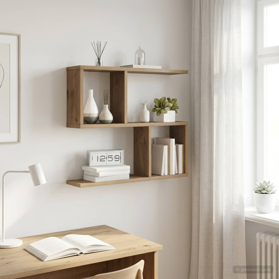 vidaXL Wandplank Artisanaal eiken 60 x 12 x 50,5 cm Bewerkt hout afbeelding 1
