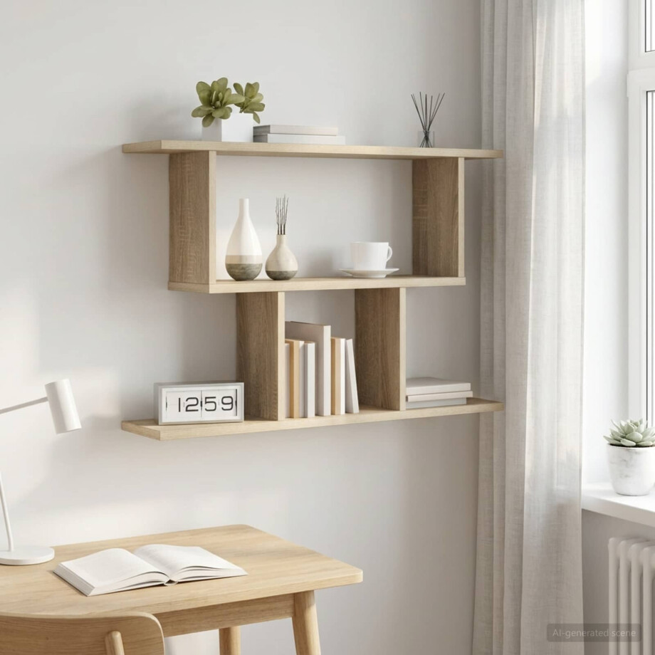vidaXL Wandplank Sonoma Eiken 80 x 15 x 50,5 cm Bewerkt hout afbeelding 1