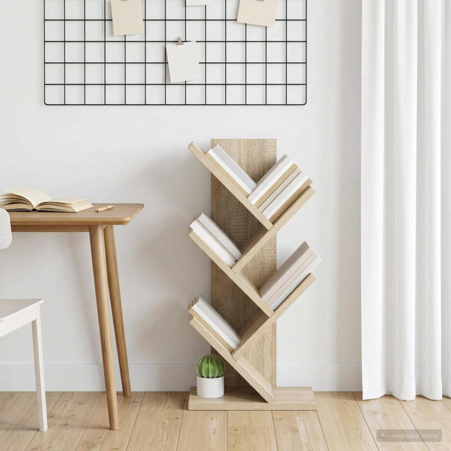 vidaXL Boom Boekenplank 4-Tier 30 x 18 x 60 cm Bewerkt hout afbeelding 1