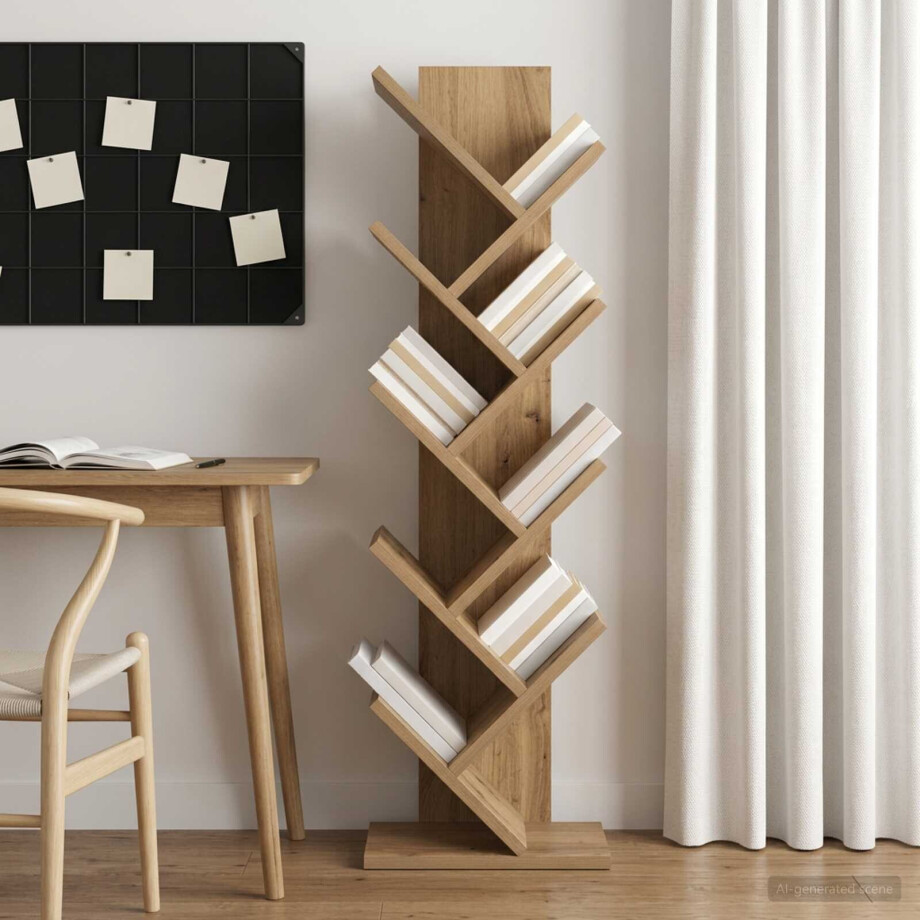 vidaXL Boom boekenplank 6-laags 30 x 18 x 100 cm Bewerkt hout afbeelding 1