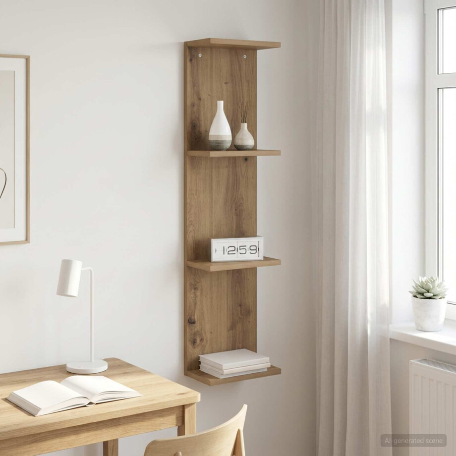 vidaXL Wandplank Artisanaal eiken 25 x 15 x 100 cm Bewerkt hout afbeelding 1
