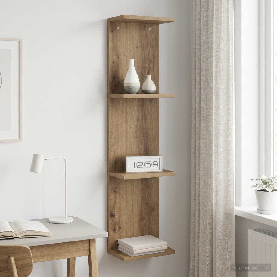 vidaXL Wandplank Artisanaal eiken 22 x 15 x 100 cm Bewerkt hout afbeelding 1