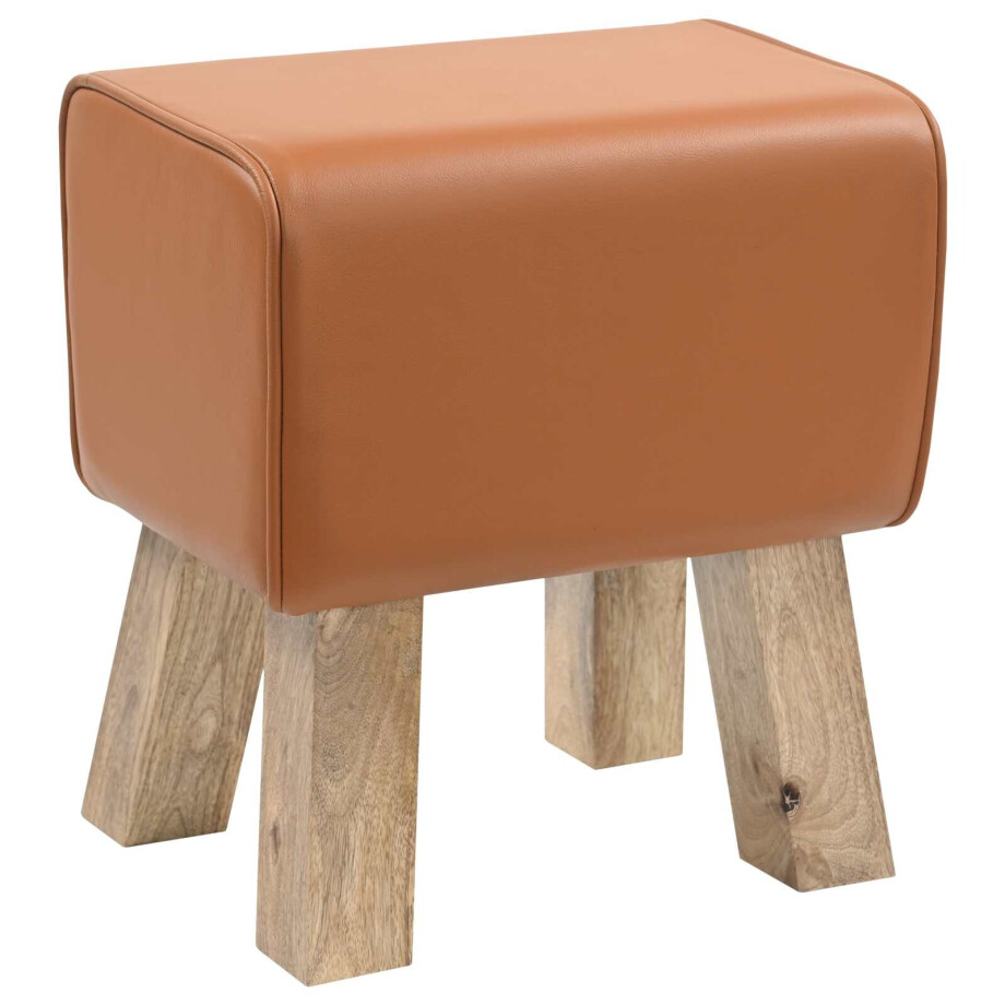 vidaXL Bank 40 x 30 x 45 cm Echt Leer Bruin vidaXL Bank 40 x 30 x 45 cm Echt Leer Bruin afbeelding 1