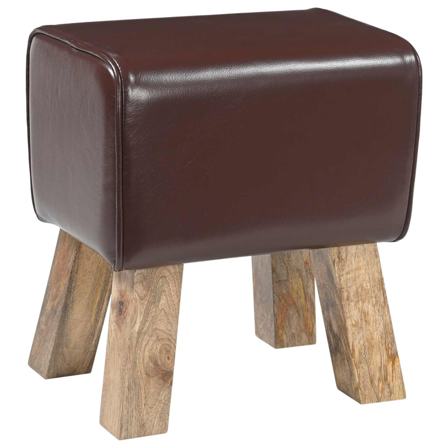 vidaXL Bank 40 x 30 x 45 cm Echt Leer Donkerbruin vidaXL Bank 40 x 30 x 45 cm Echt Leer Donkerbruin afbeelding 1