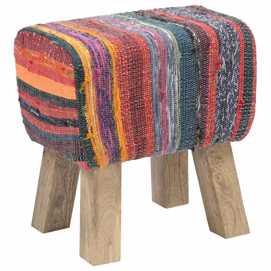 vidaXL Bank 40 x 30 x 45 cm Echt Leer Meerkleurig vidaXL Bank 40 x 30 x 45 cm Echt Leer Meerkleurig afbeelding 1