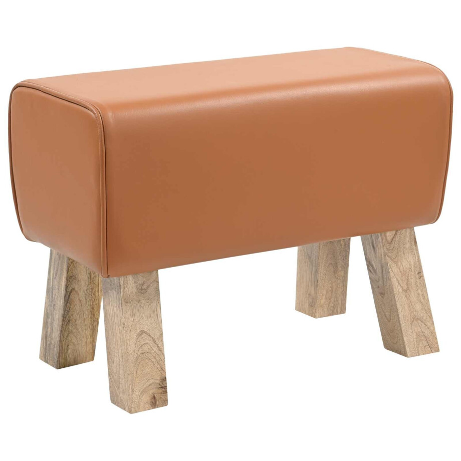 vidaXL Bank 60 x 30 x 45 cm Echt Leer Bruin vidaXL Bank 60 x 30 x 45 cm Echt Leer Bruin afbeelding 1