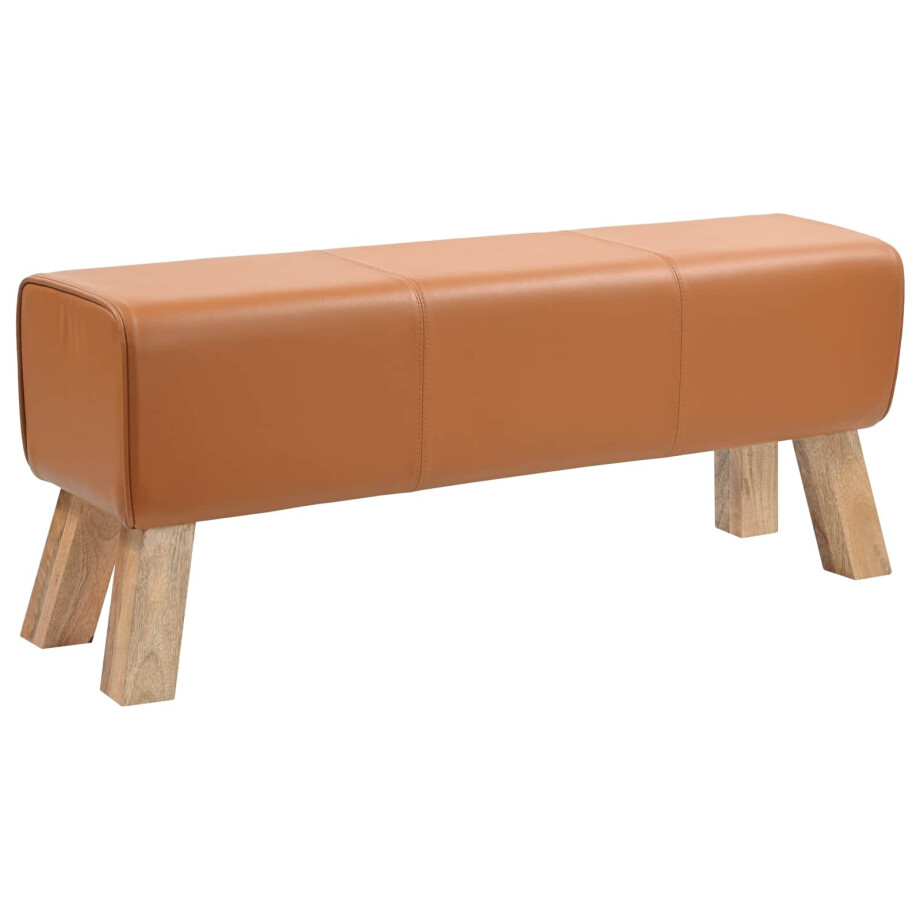 vidaXL Bank 110 x 30 x 45 cm Echt Leer Bruin vidaXL Bank 110 x 30 x 45 cm Echt Leer Bruin afbeelding 1