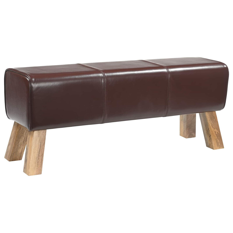 vidaXL Bank 110 x 30 x 45 cm Echt Leer Donkerbruin vidaXL Bank 110 x 30 x 45 cm Echt Leer Donkerbruin afbeelding 1