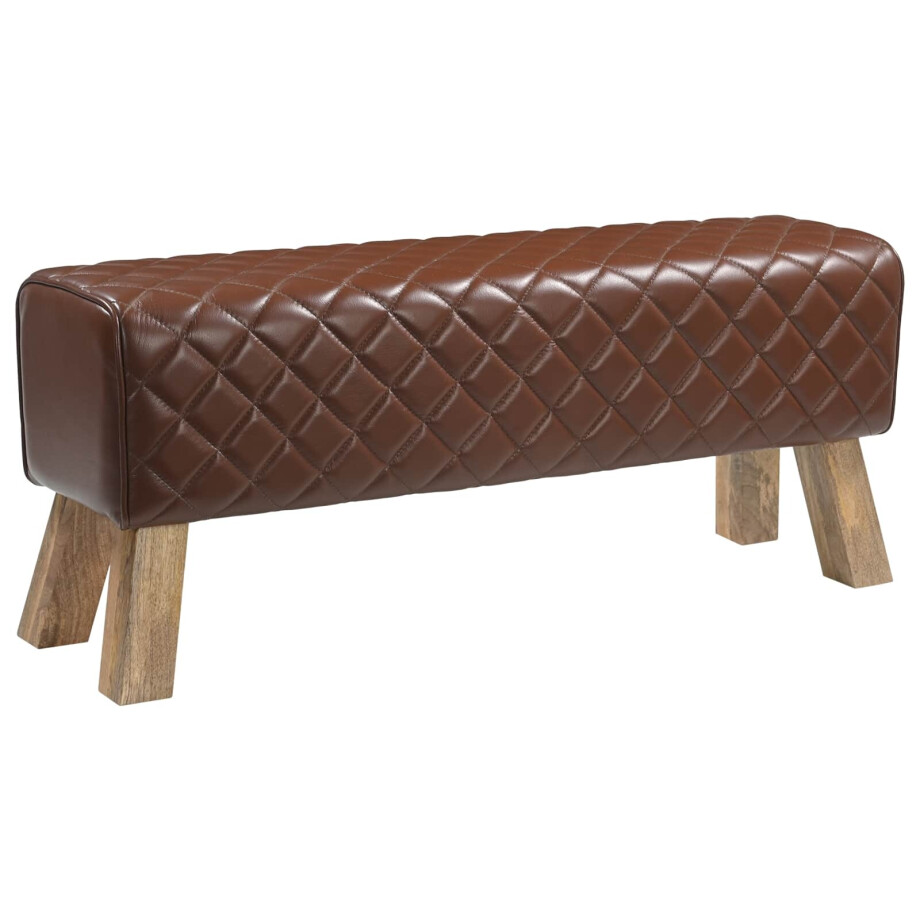 vidaXL Bank 110 x 30 x 45 cm Echt Leer Bruine diamant vidaXL Bank 110 x 30 x 45 cm Echt Leer Bruine diamant afbeelding 1