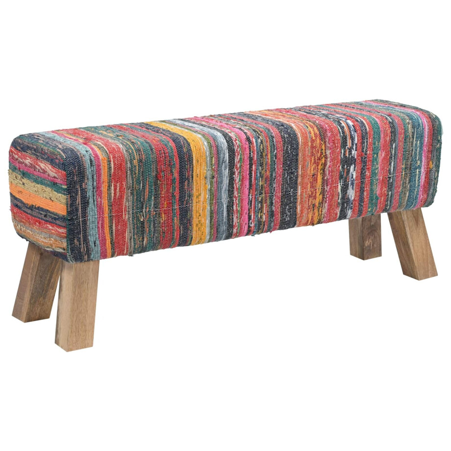 vidaXL Bank 110 x 30 x 45 cm Echt Leer Meerkleurig vidaXL Bank 110 x 30 x 45 cm Echt Leer Meerkleurig afbeelding 1