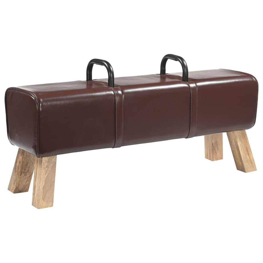 vidaXL Bank Donkerbruin 110 x 30 x 45 cm Echt Leer vidaXL Bank Donkerbruin 110 x 30 x 45 cm Echt Leer afbeelding 1