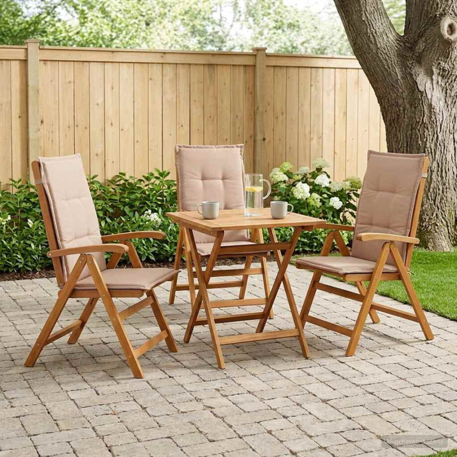 vidaXL Recliner Tuinstoelen 3 st Naturel Massief Acaciahout vidaXL Recliner Tuinstoelen 3 st Naturel Massief Acaciahout afbeelding 1