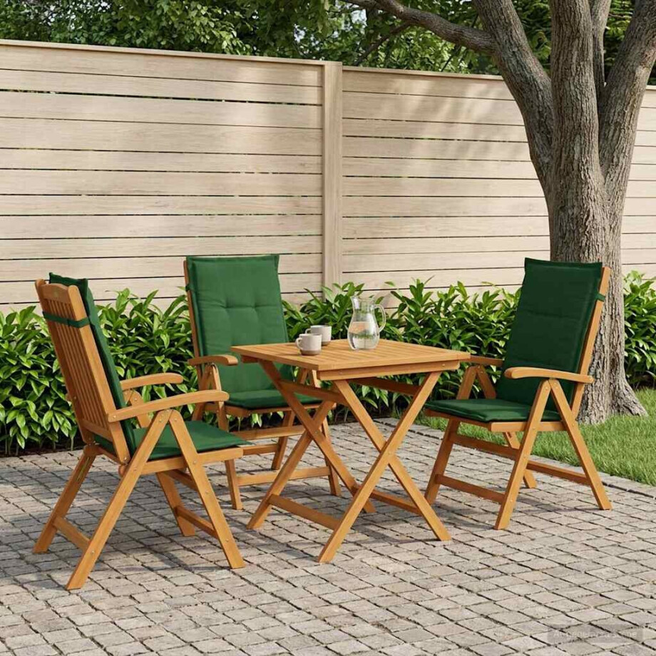 vidaXL Recliner Tuinstoelen 3 st Naturel Massief Acaciahout afbeelding 1