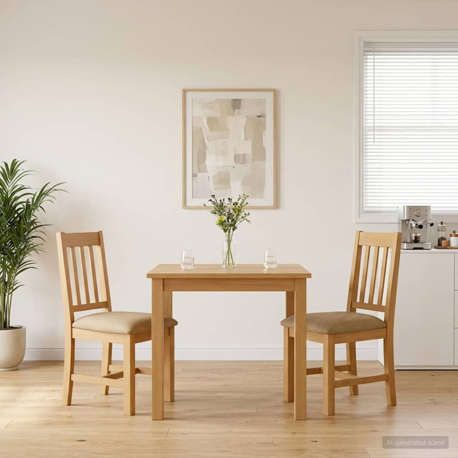 vidaXL Eetkamerstoel VENLO 2 st Massief Eikenhout Beige afbeelding 1
