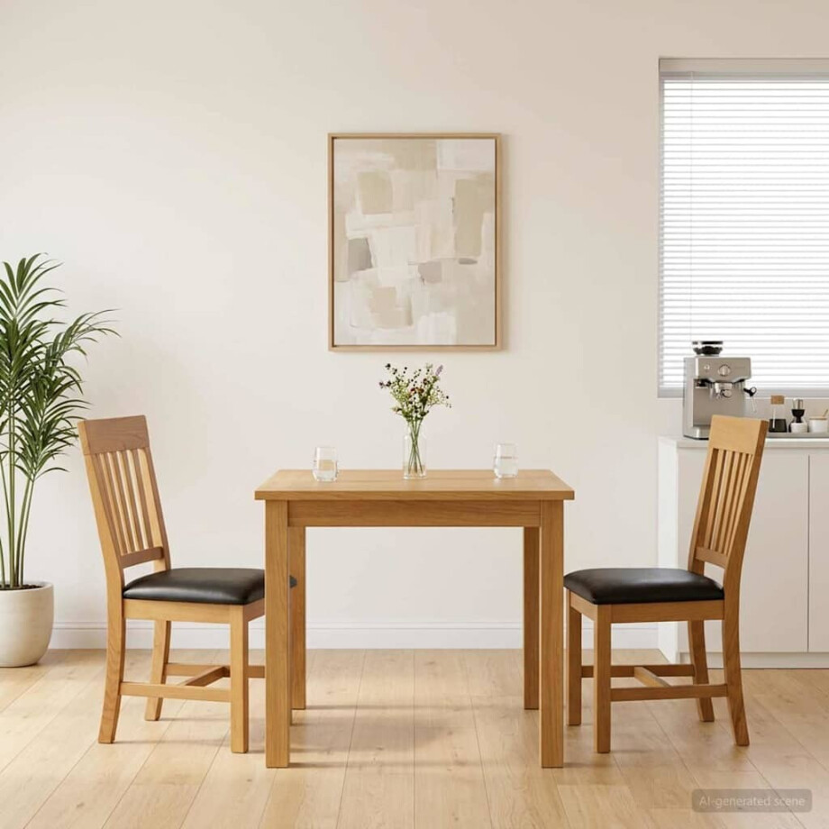 vidaXL Eetkamerstoel 2 st Massief Eikenhout Zwart 45 x 59 x 92 cm afbeelding 1