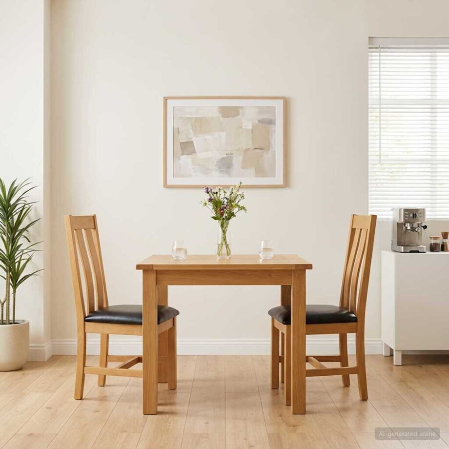 vidaXL Eetkamerstoel 2 st Massief Eikenhout Zwart 45 x 54 x 100 cm afbeelding 1