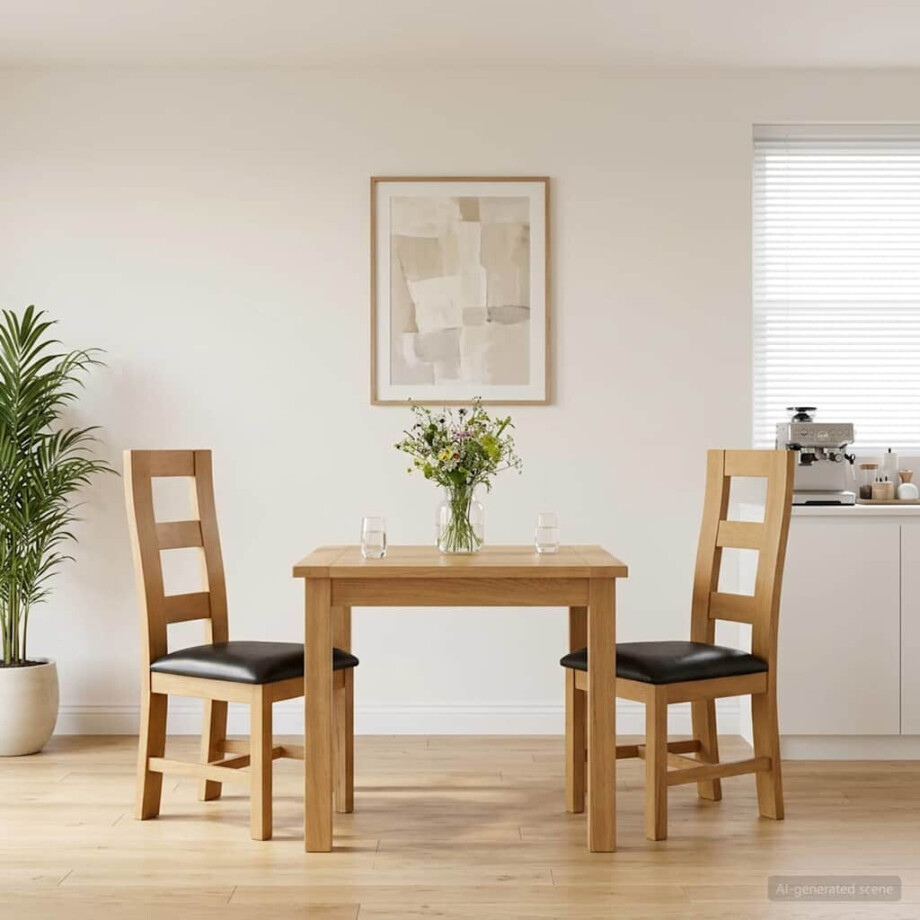 vidaXL Eetkamerstoel 2 st Massief Eikenhout Zwart 45 x 51 x 105 cm afbeelding 1