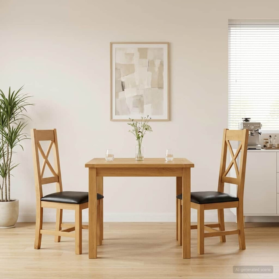 vidaXL Eetkamerstoel 2 st Massief Eikenhout Zwart 45 x 54 x 105 cm afbeelding 1