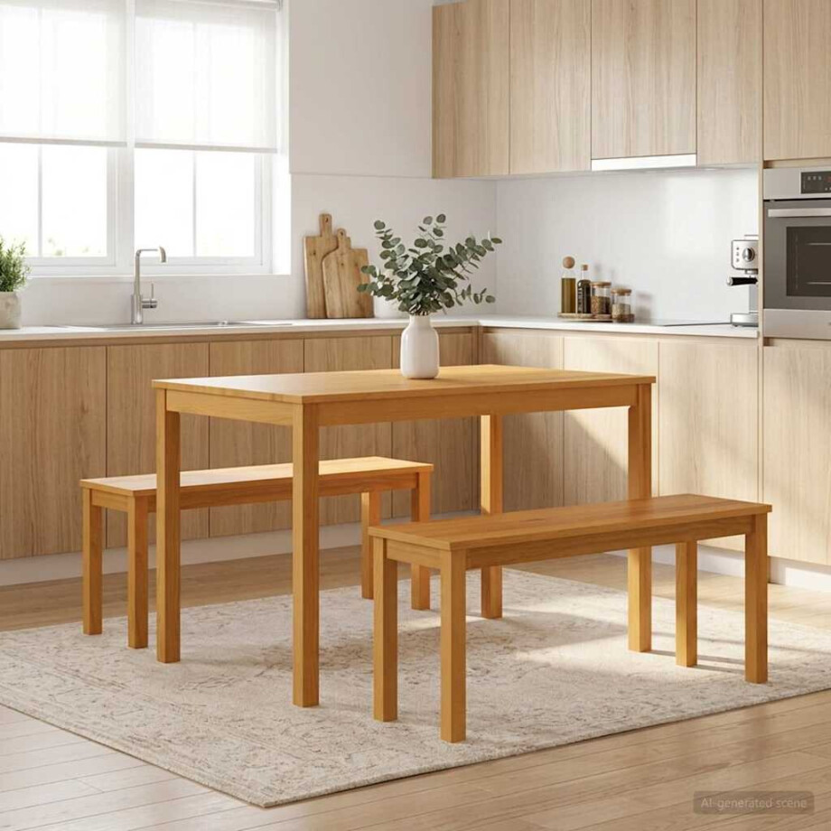 vidaXL Eetbank 95 x 32 x 45 cm Massief Eikenhout Naturel vidaXL Eetbank 95 x 32 x 45 cm Massief Eikenhout Naturel afbeelding 1
