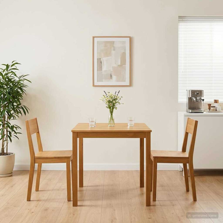 vidaXL Eettafel 75 x 75 x 75,5 cm Massief Eikenhout Naturel Vierkant vidaXL Eettafel 75 x 75 x 75,5 cm Massief Eikenhout Naturel Vierkant afbeelding 1
