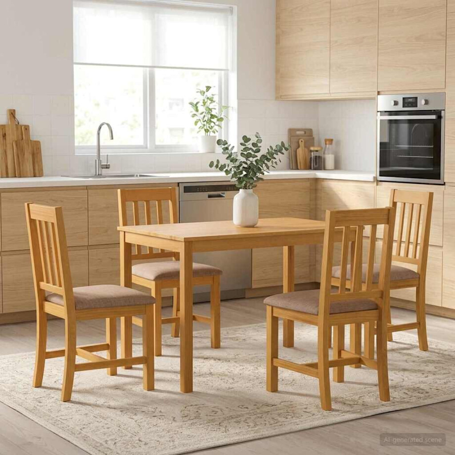 vidaXL Eettafel 110 x 75 x 75 cm Massief Eikenhout Naturel Rechthoekig vidaXL Eettafel 110 x 75 x 75 cm Massief Eikenhout Naturel Rechthoekig afbeelding 1