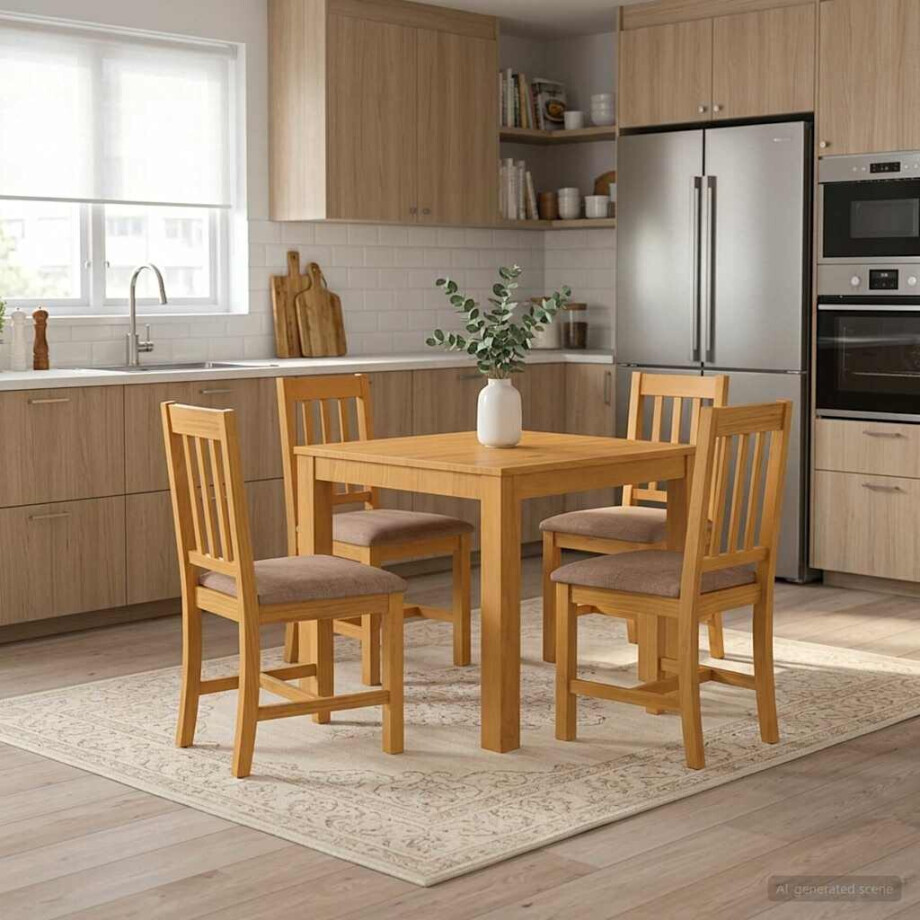 vidaXL Eettafel 90 x 90 x 75 cm Massief Eikenhout Naturel Vierkant vidaXL Eettafel 90 x 90 x 75 cm Massief Eikenhout Naturel Vierkant afbeelding 1