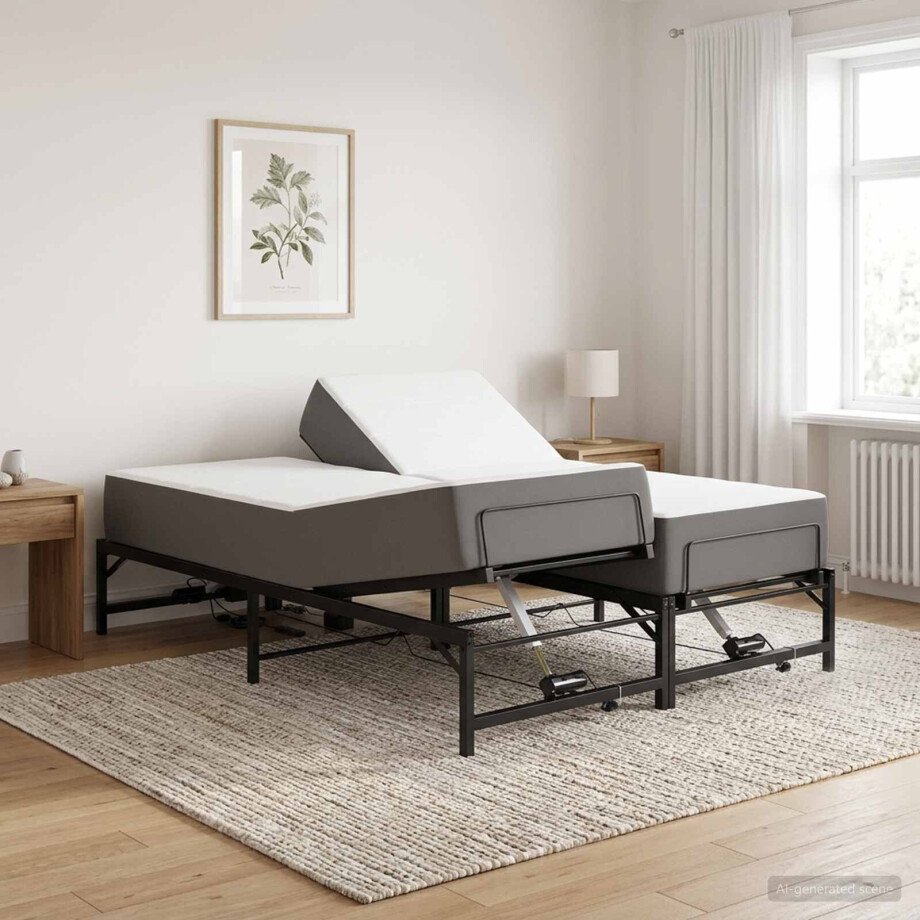 vidaXL Elektrisch Verstelbaar Bedframe Zwart 120 x 190 cm Staal afbeelding 1