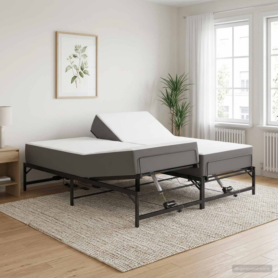 vidaXL Elektrisch Verstelbaar Bedframe Zwart 180 x 200 cm Staal afbeelding 1
