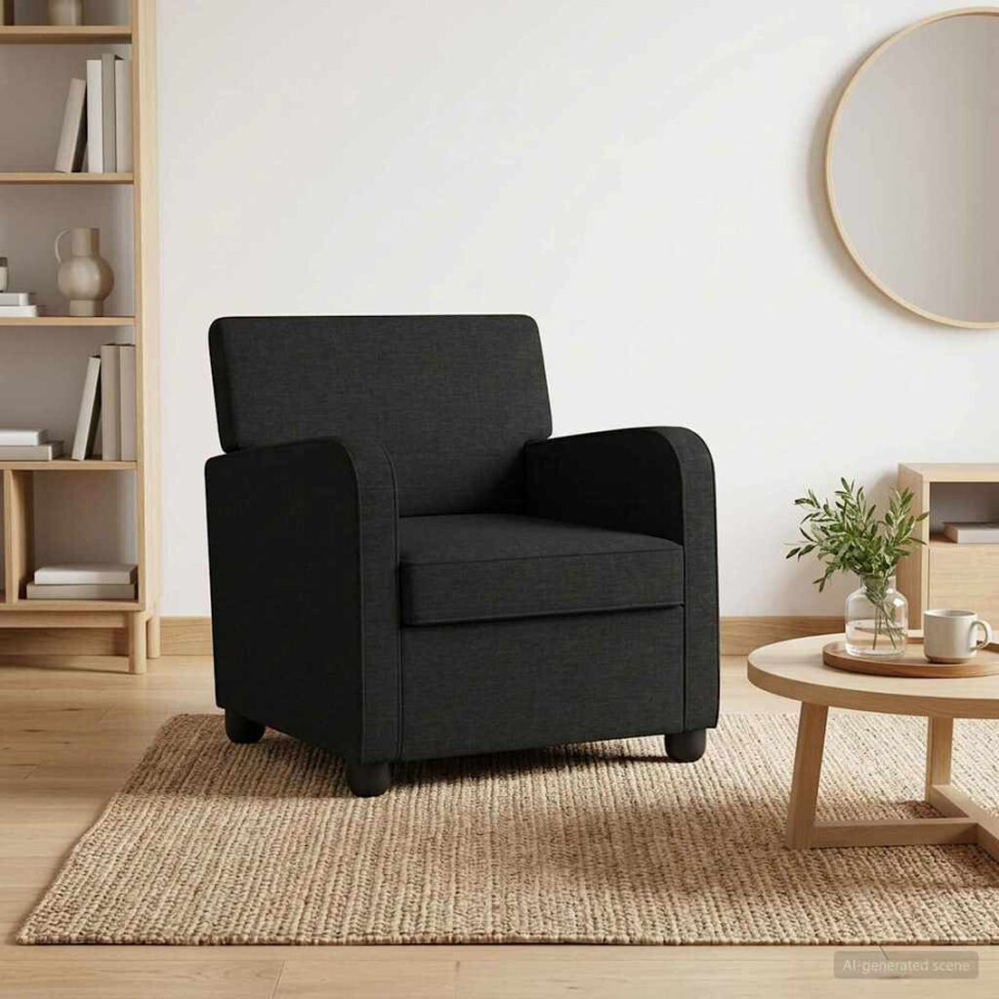 vidaXL Fauteuil Zwart Stof afbeelding 1