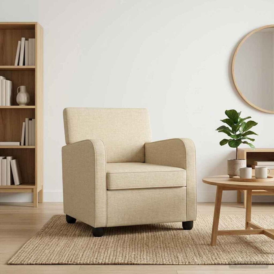 vidaXL Fauteuil Crèmekleurig Stof afbeelding 1