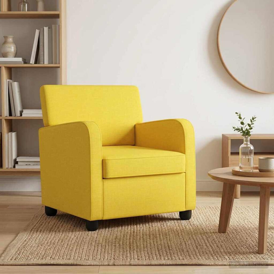 vidaXL Fauteuil Lichtgeel Stof vidaXL Fauteuil Lichtgeel Stof afbeelding 1