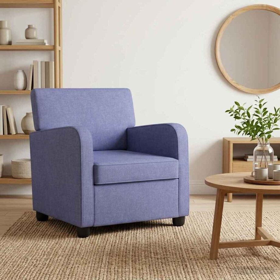 vidaXL Fauteuil Jeans Blauw Stof vidaXL Fauteuil Jeans Blauw Stof afbeelding 1