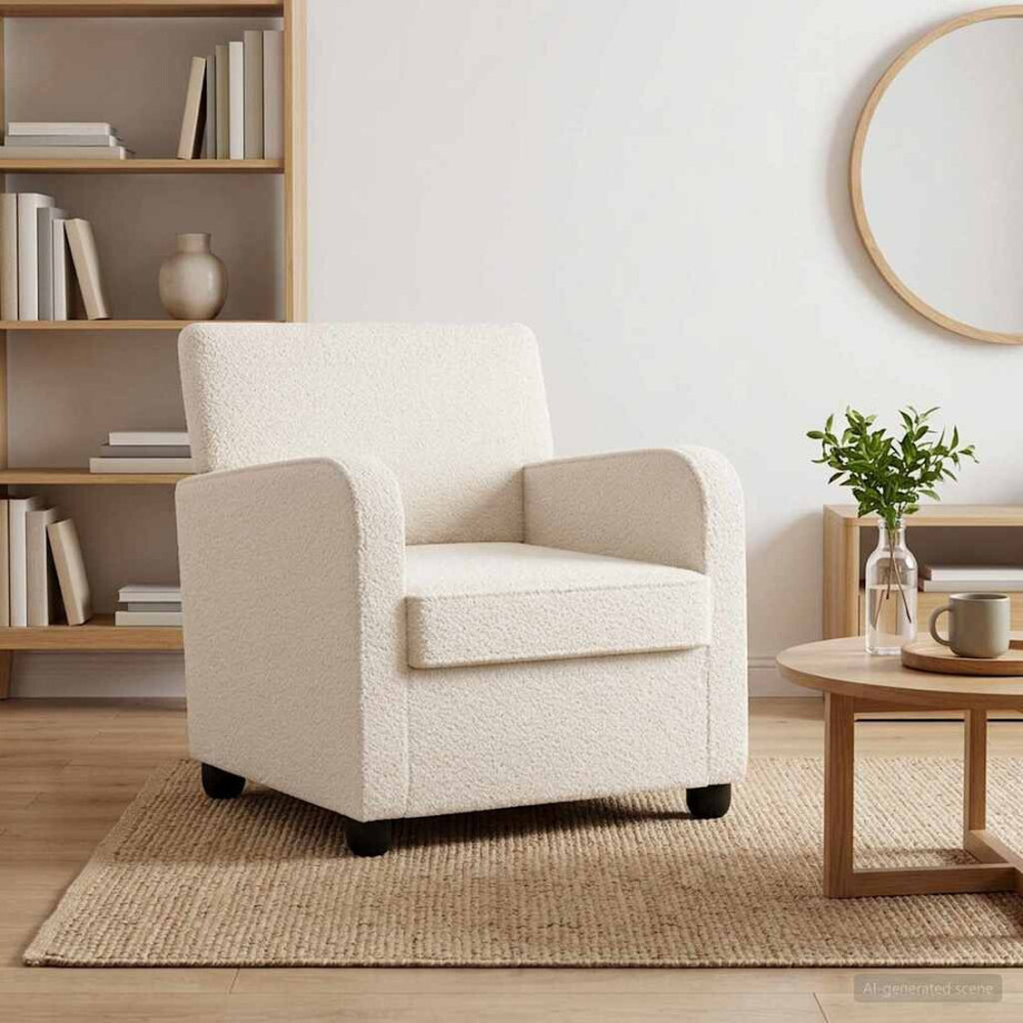 vidaXL Fauteuil Crèmekleurig Kunstlamswol afbeelding 1