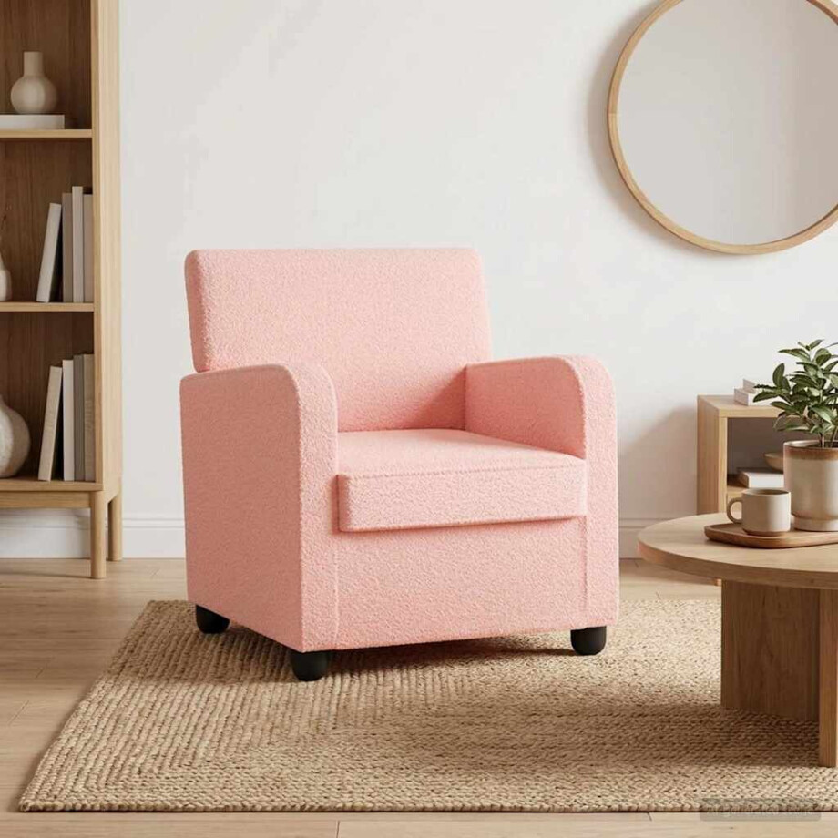 vidaXL Fauteuil Roze Kunstlamswol vidaXL Fauteuil Roze Kunstlamswol afbeelding 1