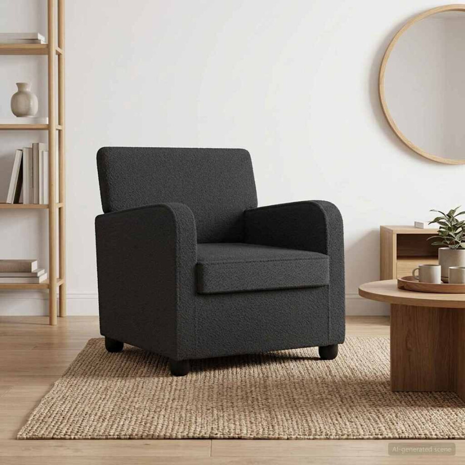 vidaXL Fauteuil Donkergrijs Kunstlamswol afbeelding 1