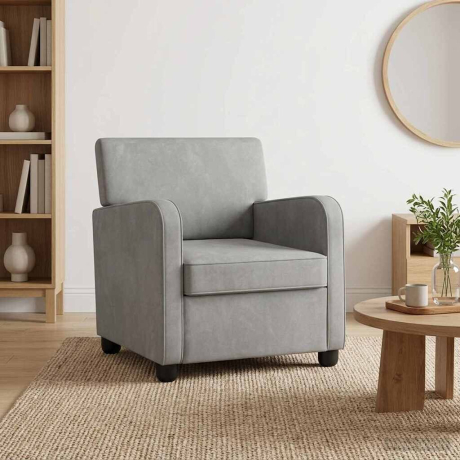 vidaXL Fauteuil Lichtgrijs fluweel vidaXL Fauteuil Lichtgrijs fluweel afbeelding 1