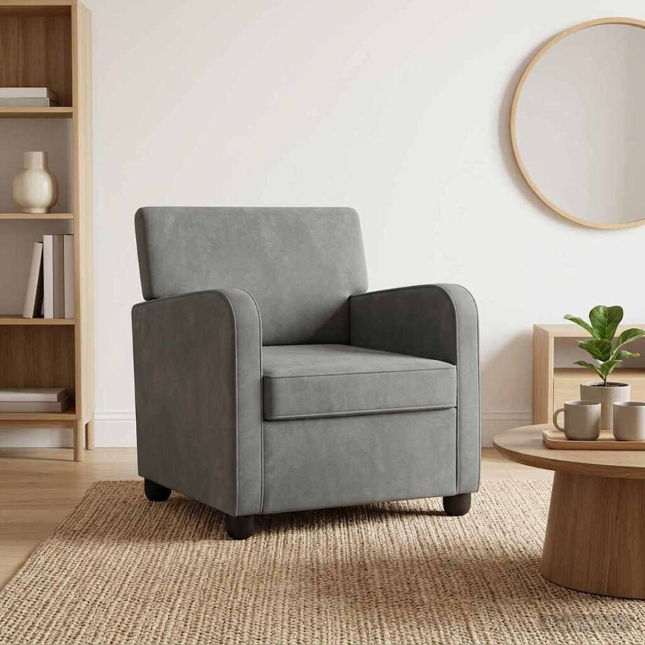 vidaXL Fauteuil Donkergrijs fluweel vidaXL Fauteuil Donkergrijs fluweel afbeelding 1