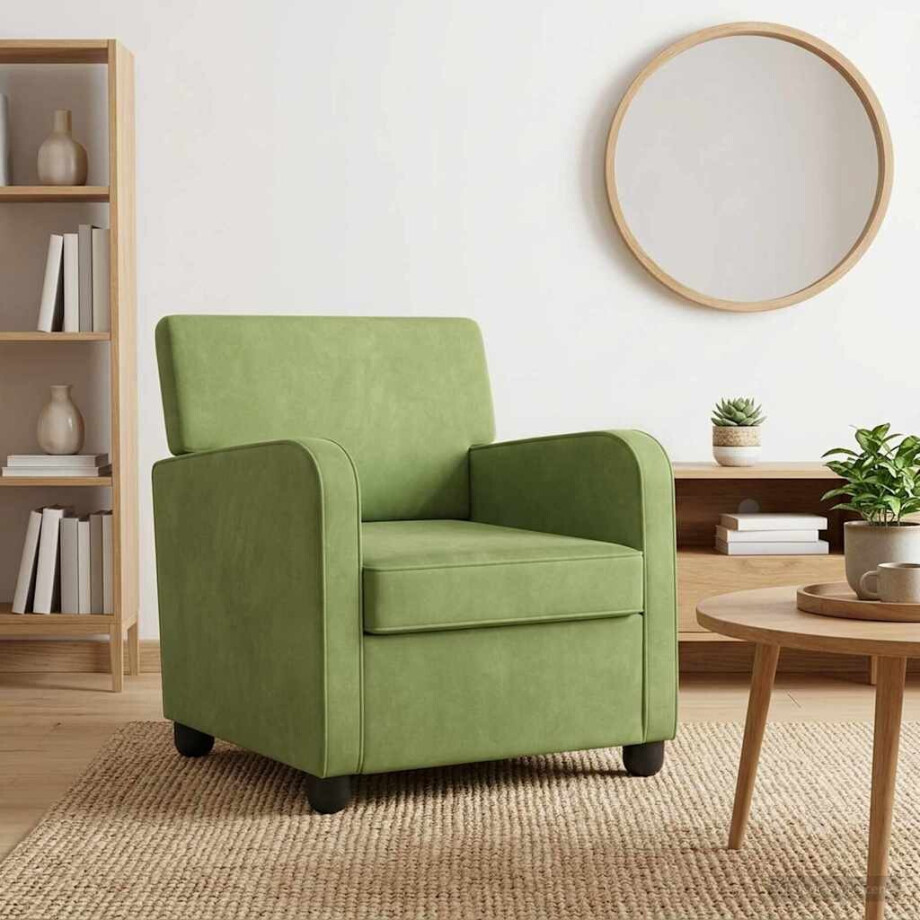 vidaXL Fauteuil Lichtgroen fluweel afbeelding 1