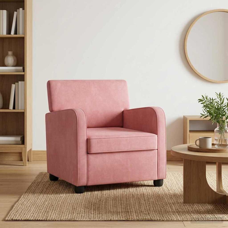vidaXL Fauteuil Roze fluweel vidaXL Fauteuil Roze fluweel afbeelding 1