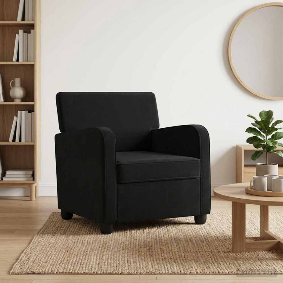 vidaXL Fauteuil Zwart fluweel afbeelding 1