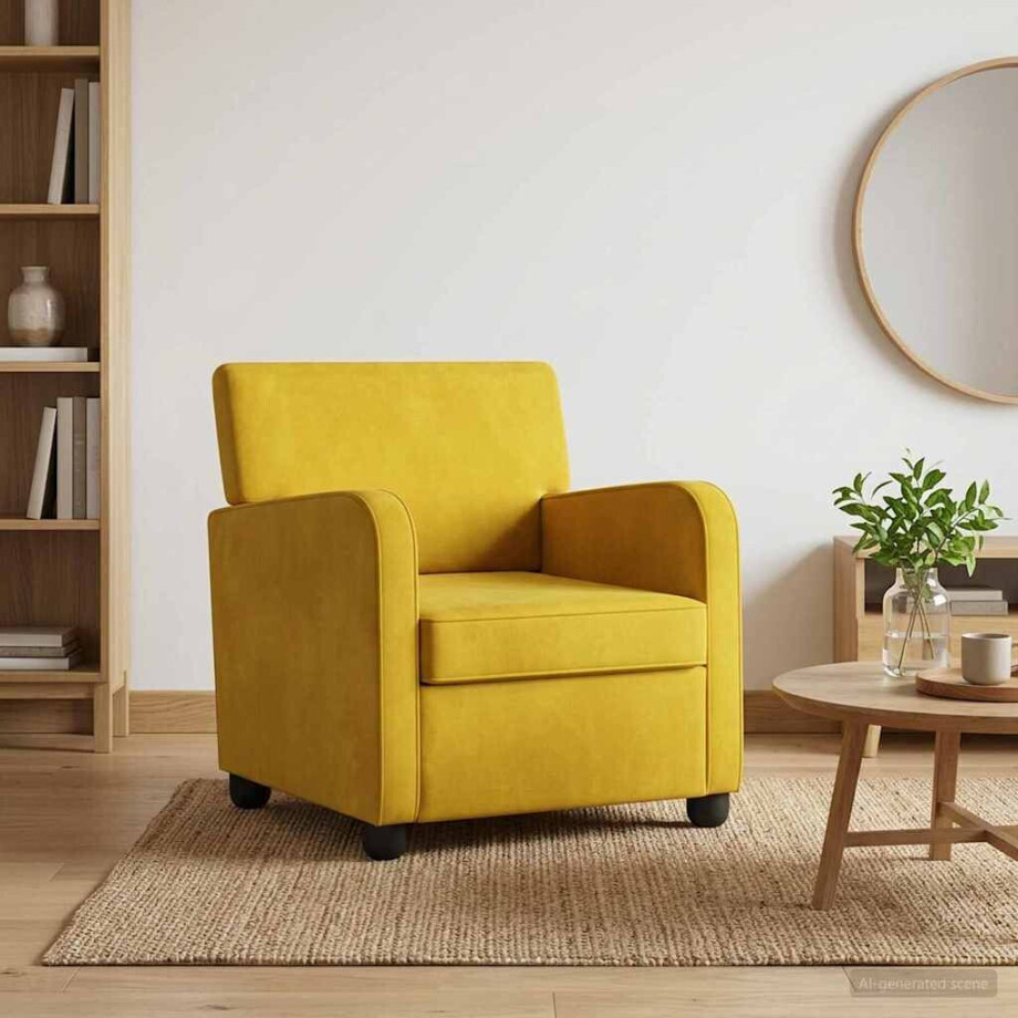 vidaXL Fauteuil Geel fluweel afbeelding 1