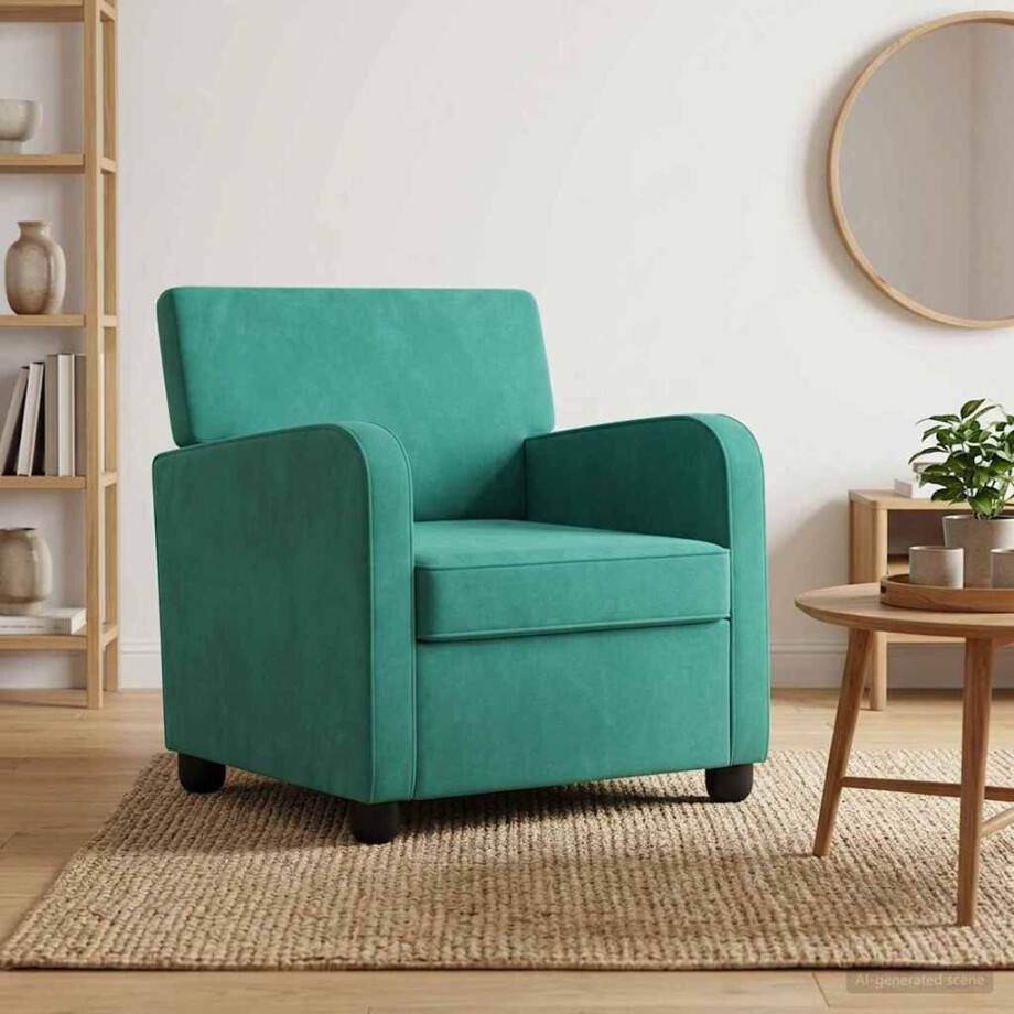 vidaXL Fauteuil Turquoise fluweel afbeelding 1
