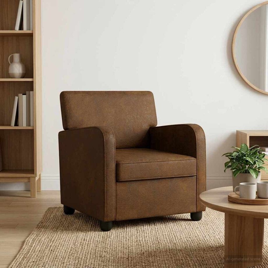 vidaXL Fauteuil Bruin Nep Suede Leer afbeelding 1