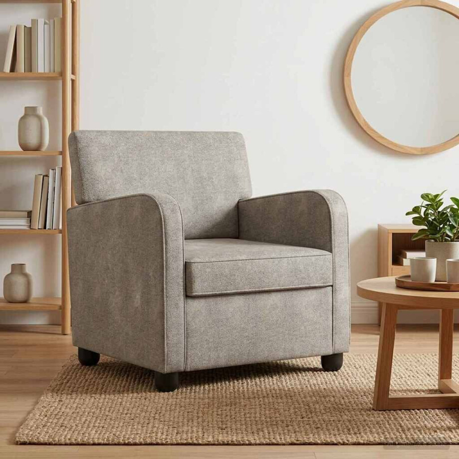 vidaXL Fauteuil Lichtgrijs Nep Suede Leer afbeelding 1