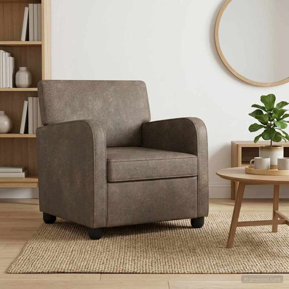 vidaXL Fauteuil Donkergrijs Nep Suede Leer afbeelding 1