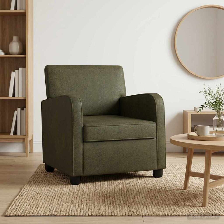 vidaXL Fauteuil Legergroen Nep Suede Leer afbeelding 1