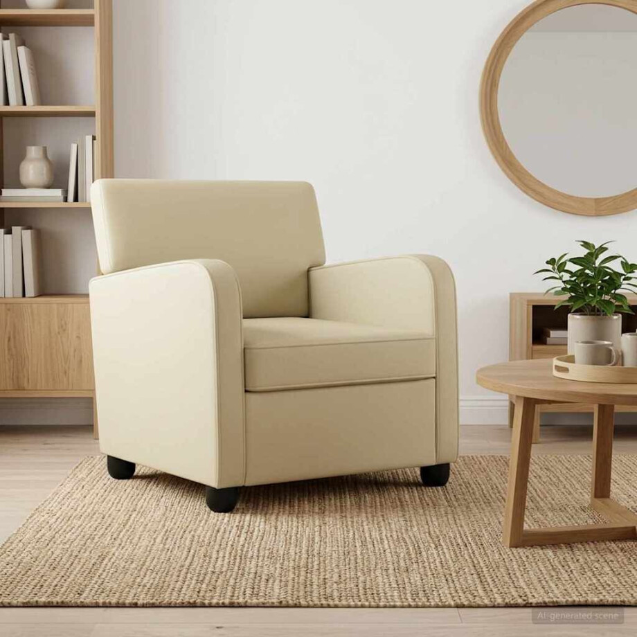 vidaXL Fauteuil Crèmekleurig Kunstleer afbeelding 1