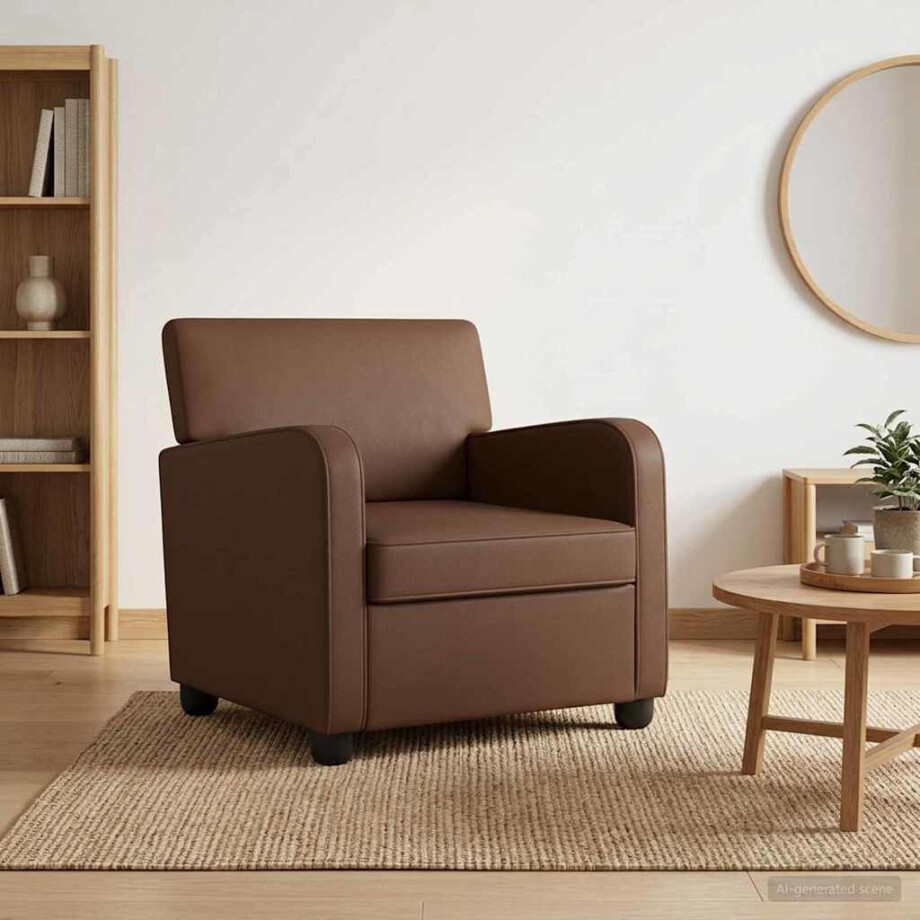 vidaXL Fauteuil Bruin Kunstleer vidaXL Fauteuil Bruin Kunstleer afbeelding 1