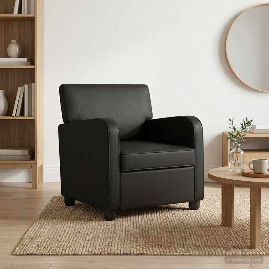 vidaXL Fauteuil Zwart Kunstleer afbeelding 1